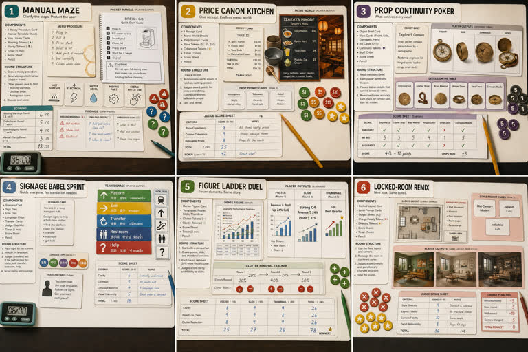 Use case: stylized-concept. Topics: Game Design, Infographic, Interior Design, Product Mockup, Storytelling, Stylized Concept, Typography, UI Mockup.