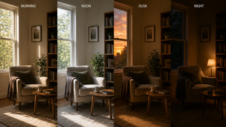 Use case: photorealistic-natural. Topics: Interior Design, Lighting and Weather, Photoreal, Natural Photoreal, Worldbuilding.