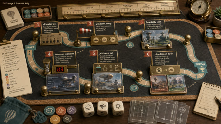 Derived Play: Forecast Rally. Topics: Altimeter Bid, Barometer Countdown, Cloudbreak Audit, Game Design, Humidity Lock, Jetstream Cut, Windsock Swap, Worldbuilding.