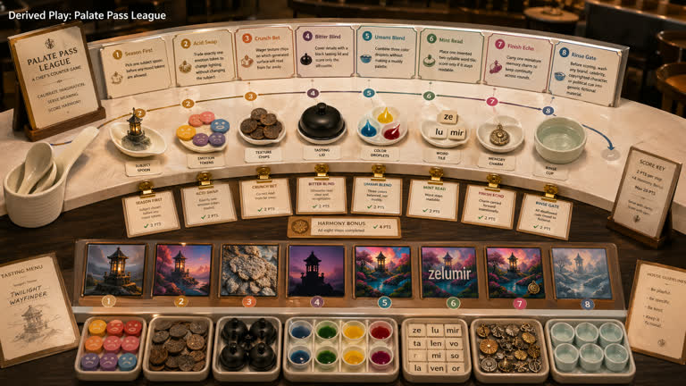 Derived Play: Palate Pass League. Topics: Acid Swap, Bitter Blind, Crunch Bet, Finish Echo, Mint Read, Palate Pass League, Season First, Umami Blend.