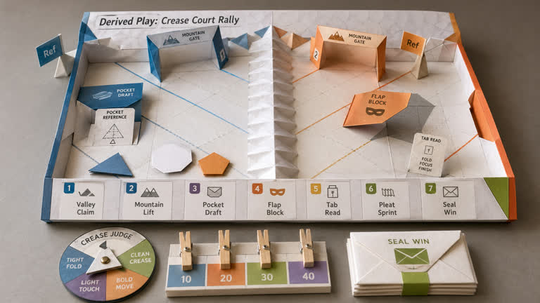 Derived Play: Crease Court Rally. Topics: Crease Court Rally, Flap Block, Mountain Lift, Pleat Sprint, Pocket Draft, Seal Win, Tab Read, Valley Claim.
