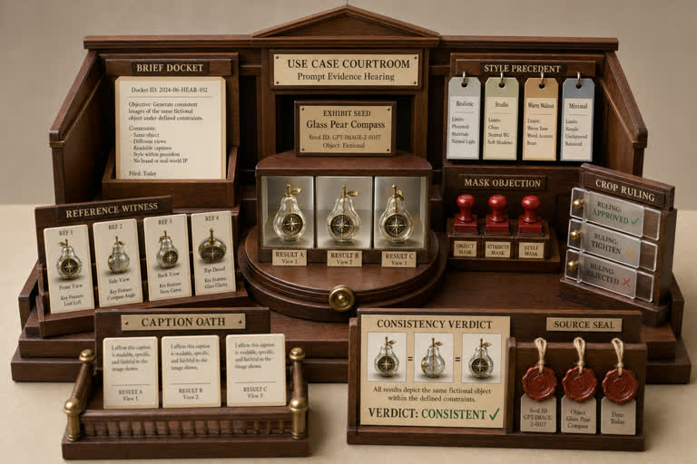 Use Case Courtroom: Prompt Evidence Hearing. Topics: Brief Docket, Caption Oath, Crop Ruling, Exhibit Seed, Mask Objection, Prompt Evidence Hearing, Reference Witness, Style Precedent.