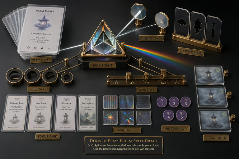 Derived Play: Prism Split Draft. Topics: Beam Draft, Focus Card, Iris Set, Mirror Token, Prism Split, Prism Split Draft, Rail Stop, Shutter Mask.
