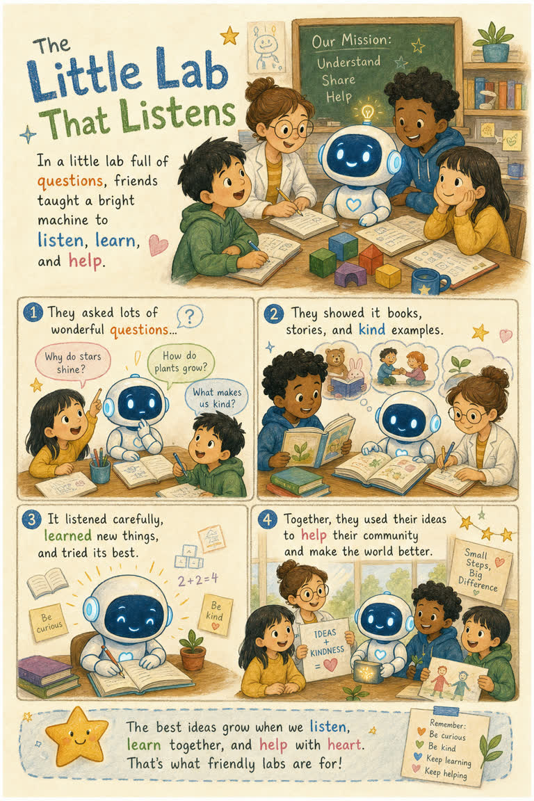 GPT Image 2 children's picture book AI lab story page. GPT Image 2 example.