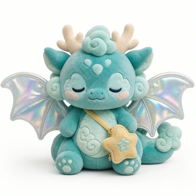 GPT Image 2 plush pop teal cloud dragon collectible render。GPT Image 2 示例。